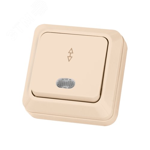 Изображение товара "Переключатель на 2 направления 1-кл открытой установки с подсветкой IP20 10А, сл. кость ""Ладога"" TDM" (упак)