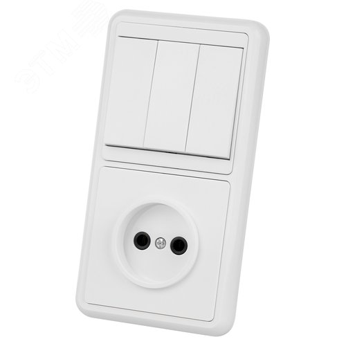 Изображение товара Блок комбинированный БКВР 3-х кл. выкл + розетка TDM (шт)