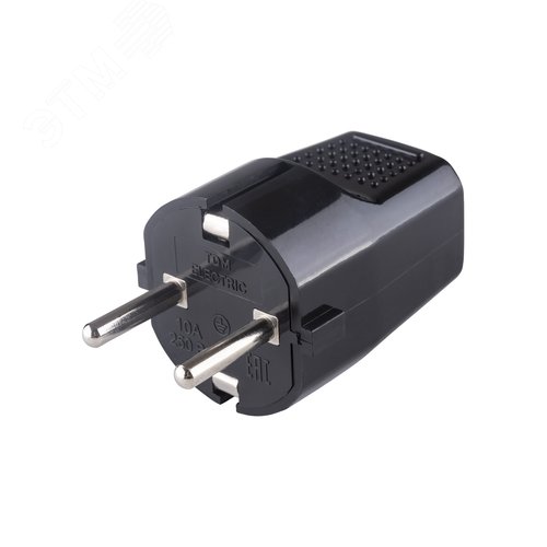 Изображение товара Вилка прямая с/з черная c перфорацией 10А 250В TDM (шт)