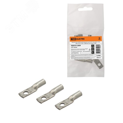 Изображение товара Наконечник кабельный медный луженый под опрессовку ТМЛ 10-6-5 ГОСТ 7386-80 (5 шт/упак) (упак)