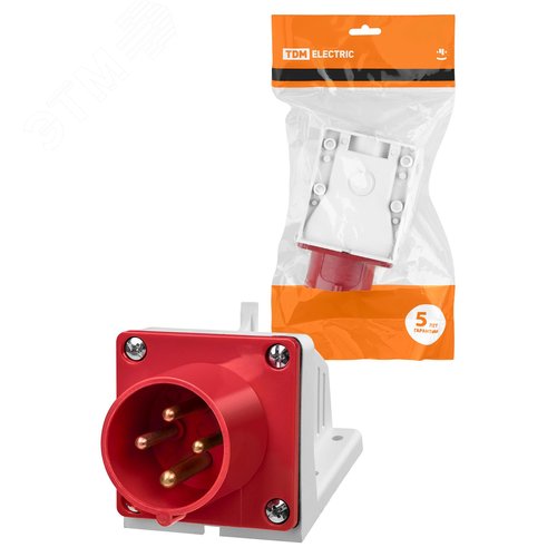 Изображение товара Вилка 514 стационарная 3Р+РЕ 16А 380В IP44 TDM (шт)