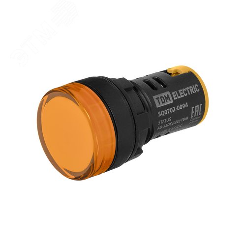 Изображение товара STATUS Лампа сигнальная AD-22DS, LED, d22 мм, 24-440 В AC/DC, IP65, желтый TDM (шт)