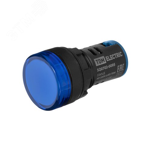 Изображение товара STATUS Лампа сигнальная AD-22DS, LED, d22 мм, 24-440 В AC/DC, IP65, синий TDM (шт)