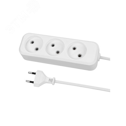 Изображение товара Удлинитель 3 гнезда. 3 метра.б/з.6 А. 1380 Вт. белый. НАРОДНЫЙ (шт)