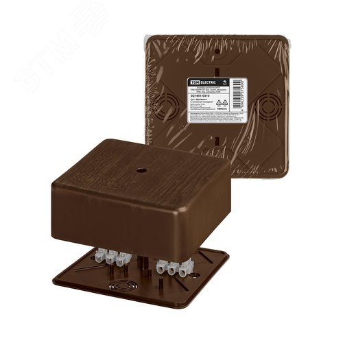 Изображение товара Коробка распаячная КР 100х100х44 ОП бук с клем. колодкой IP40 инд. штрихкод TDM (шт)