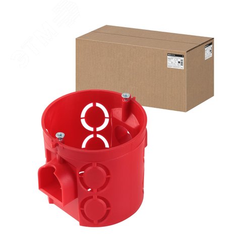 Изображение товара Установочная коробка СП D68х62мм углубленная саморезы стыковочные узлы красная IP20 TDM (шт)