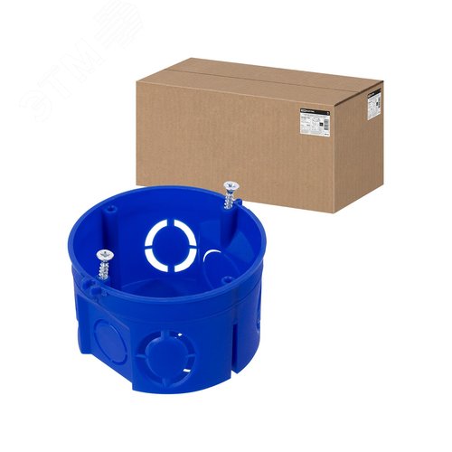 Изображение товара Установочная коробка СП D68х42 мм саморезы без стыковочных узлов синяя IP20 TDM (шт)