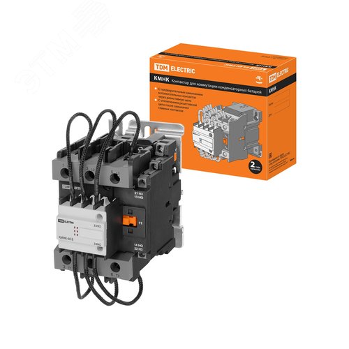 Изображение товара Контактор для коммутации конденсаторных батарей 60кВАр, КМНК-60-230.Б 2НО 1НЗ (шт)