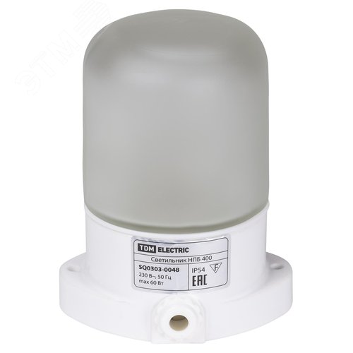 Изображение товара Светильник для бани и сауны НПБ400 настенно-потолочный IP54, 60Вт, E27, белый, основание керамика (шт)