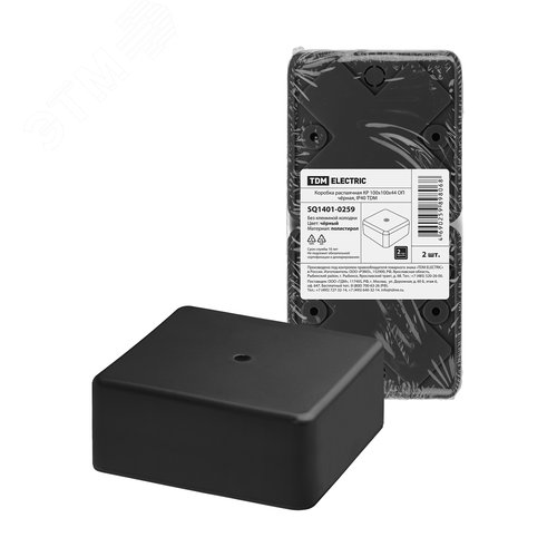 Изображение товара Коробка распаячная КР 100х100х44 ОП черная IP40 TDM (шт)