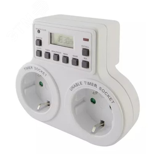 Изображение товара Таймер розеточный ТРЭ-03 1мин/7дн 10on/off 2х8А 2р недельный 2 розетки TDM (шт)