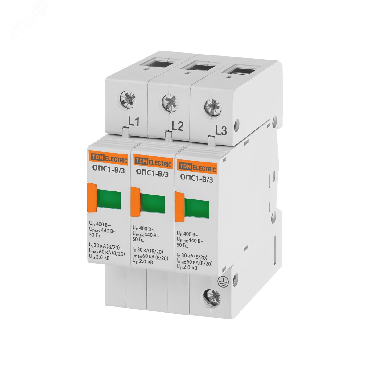 Изображение товара Разрядник ОПС1-B 3Р для защиты электросетей ИП, промышленность