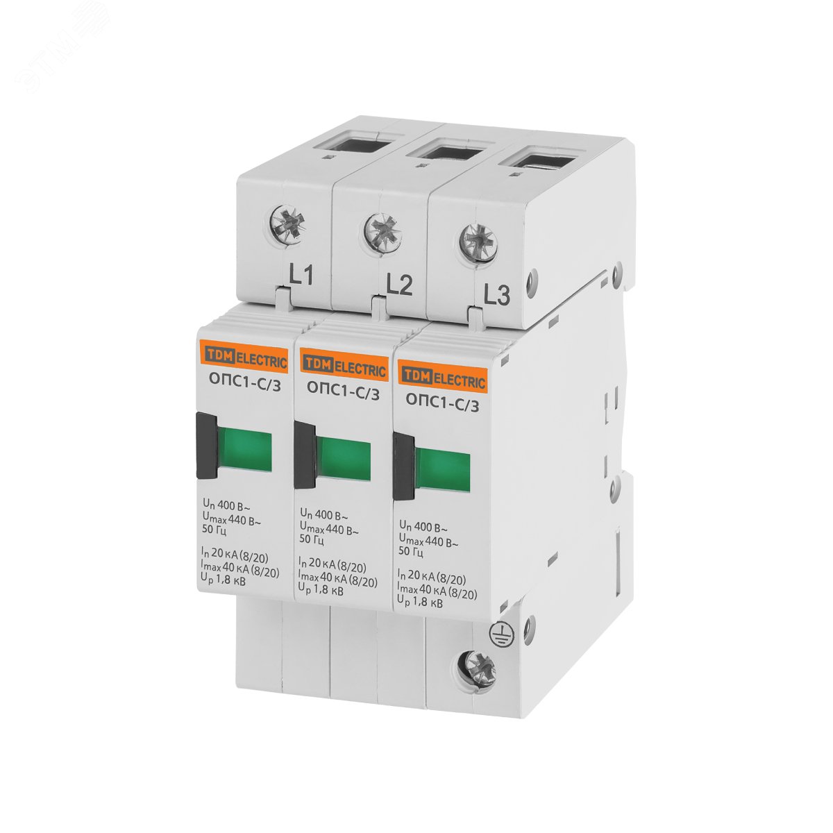 Изображение товара Разрядник ОПС1-C 3Р 20kA для защиты электрооборудования TDM ELECTRIC
