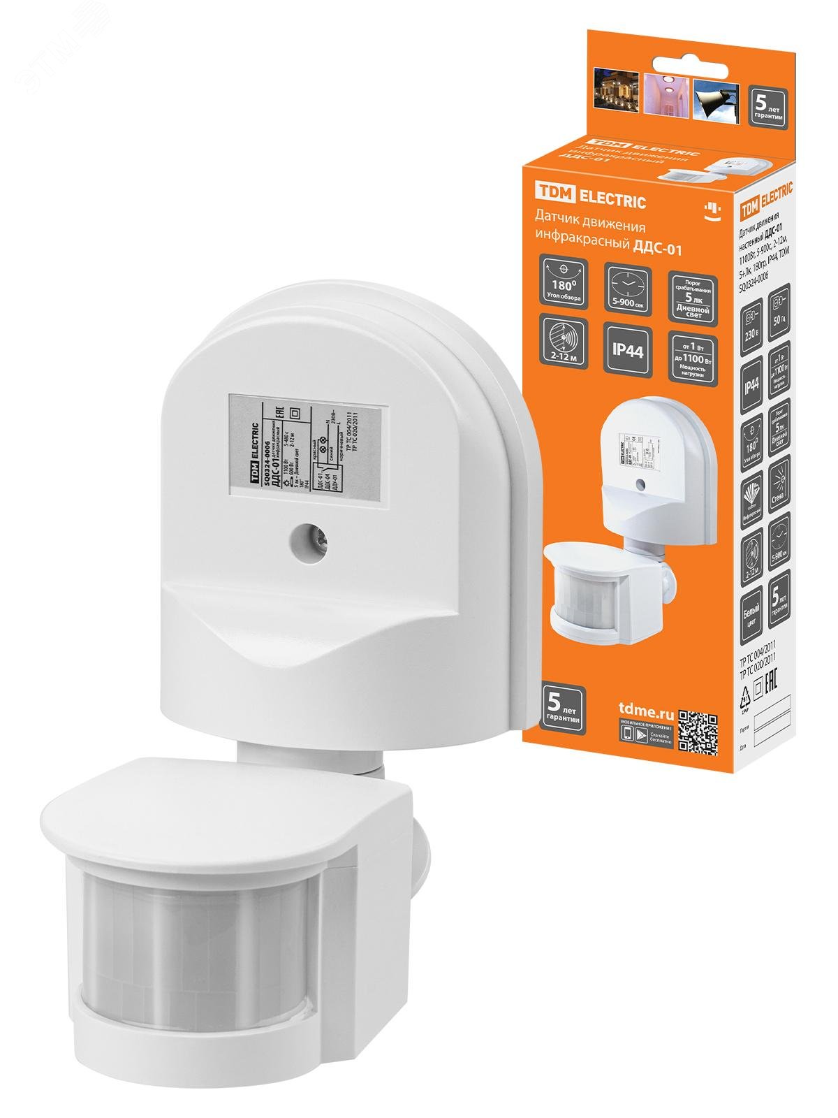 Изображение товара Датчик движения настенный ДДС-01 1100Вт 5-480с 2-12м IP44 TDM Electric
