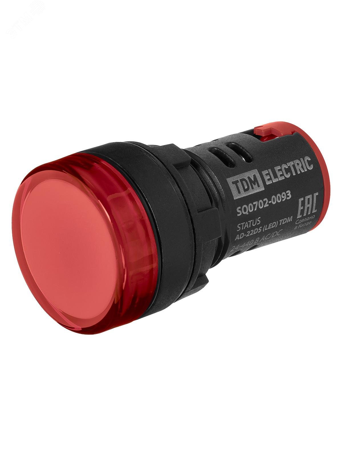 Изображение товара STATUS Лампа сигнальная AD-22DS, LED, d22 мм, 24-440 В AC/DC, IP65, красный TDM (шт)