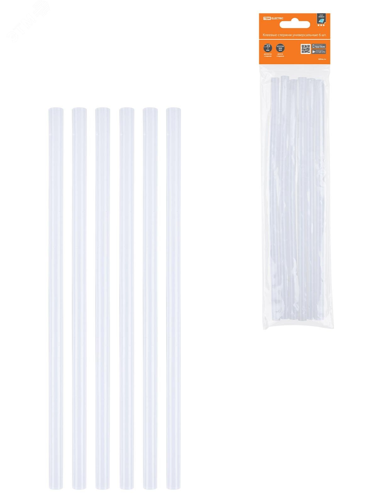 Изображение товара Стержни клеевые универсальные, 7 мм x 200 мм, 6 шт, ''Алмаз'' (шт)