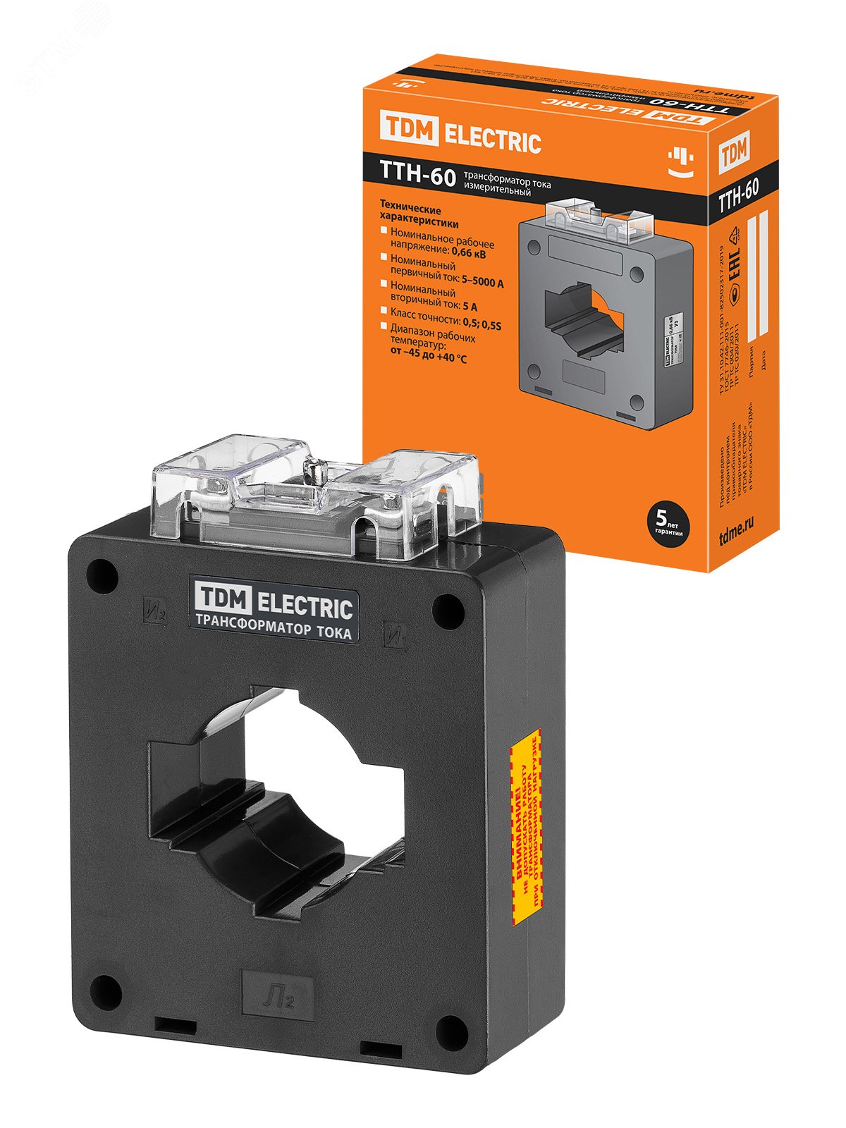 Изображение товара Трансформатор тока измерительный ТТН 60/800/5-10VA/0,5-Р TDM