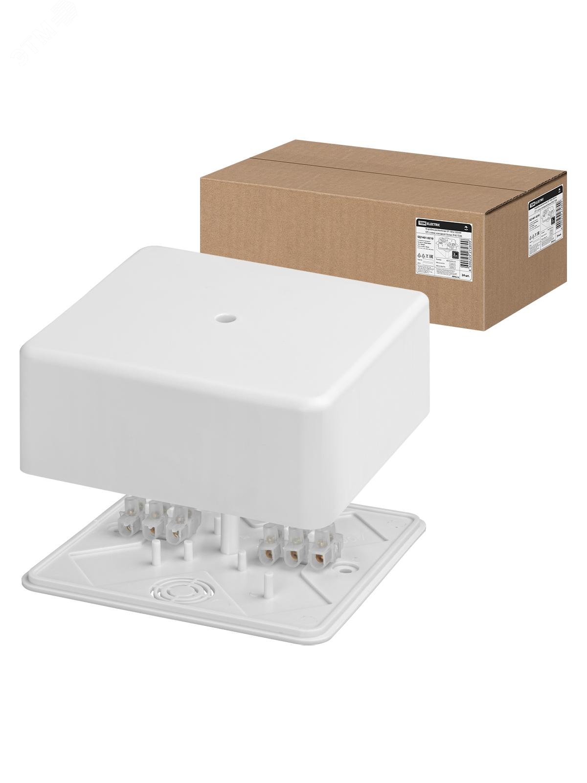 Изображение товара Коробка распаячная КР 100х100х44 с клеммной колодкой белая IP40 TDM