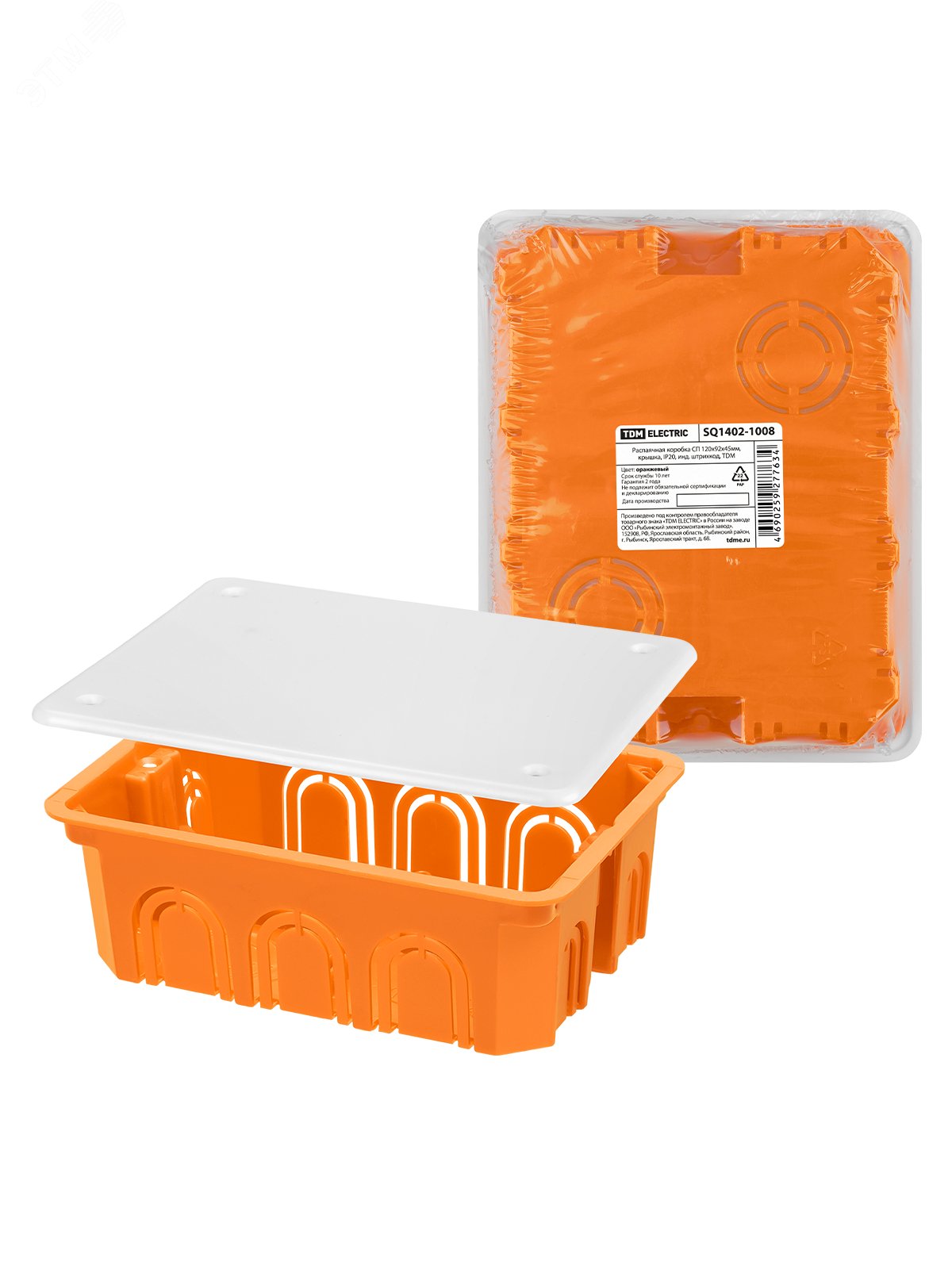 Изображение товара Распаячная коробка СП 120х92х45мм, крышка, IP20, инд. штрихкод, TDM (шт)