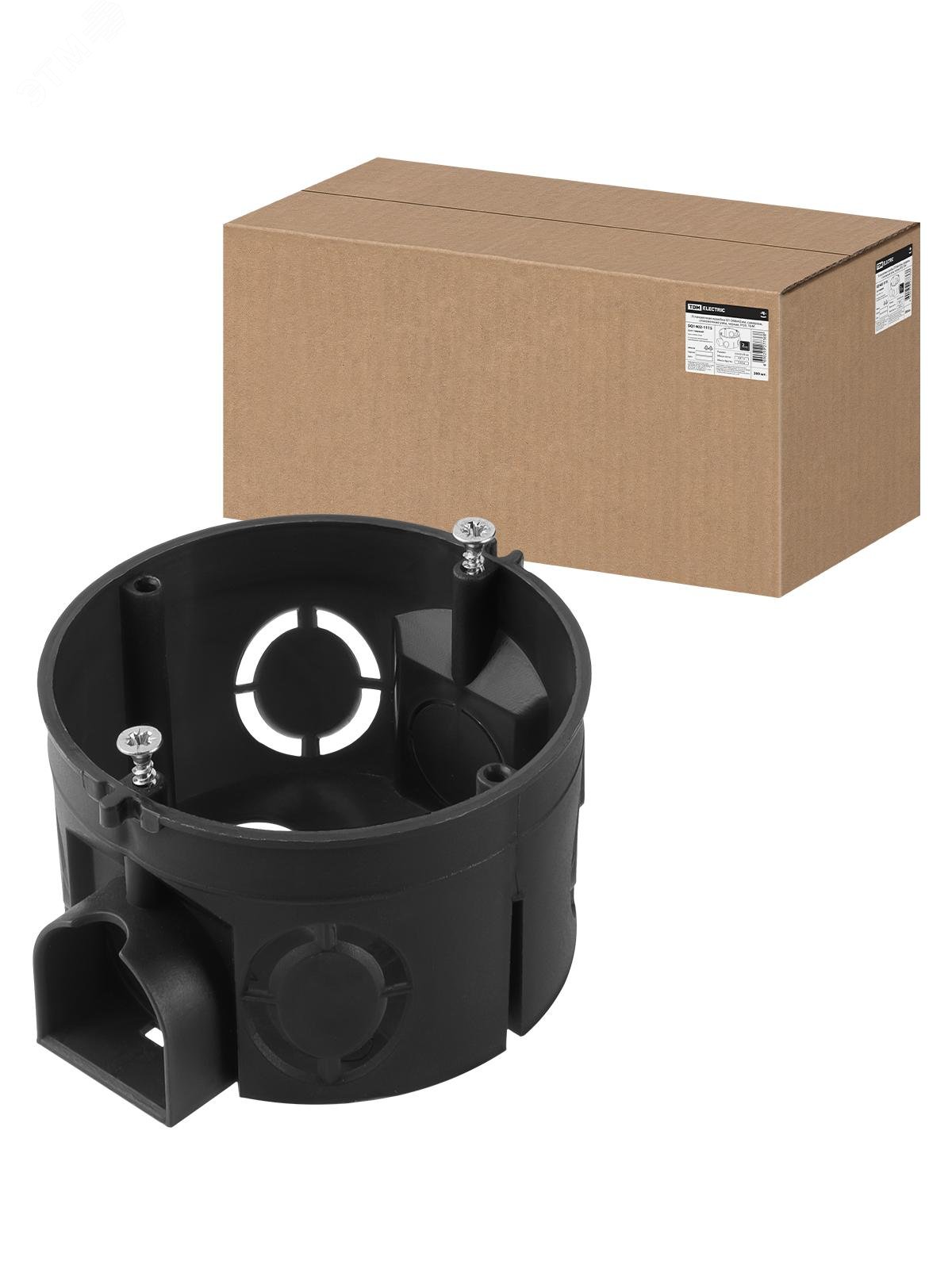 Изображение товара Установочная коробка СП D68х42мм саморезы стыковочные узлы черная IP20 TDM (шт)