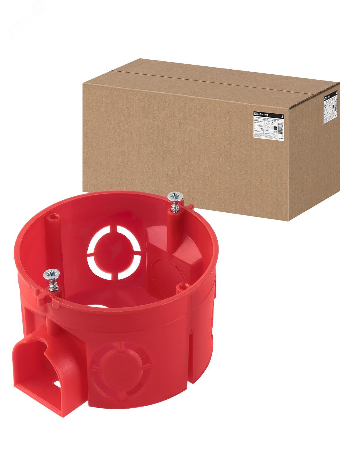 Изображение товара Установочная коробка СП D68х42мм саморезы стыковочные узлы красная IP20. TDM (шт)