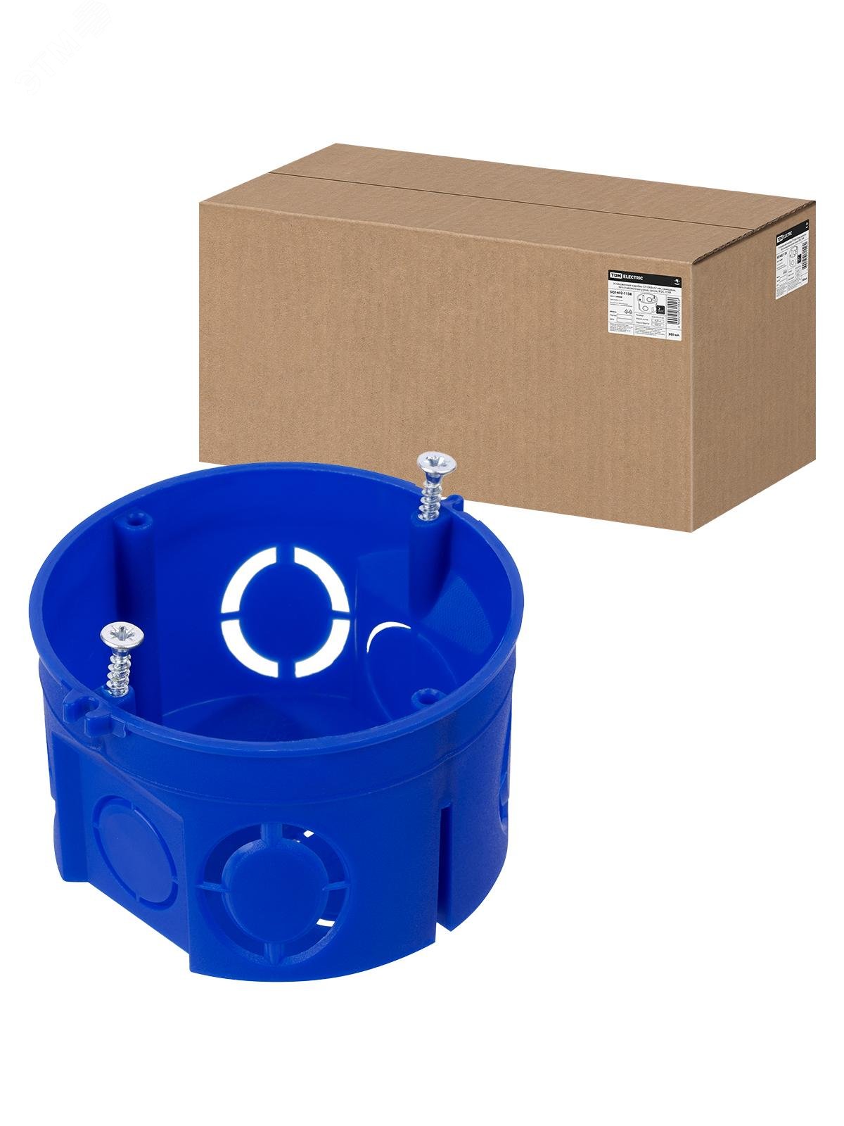 Изображение товара Установочная коробка СП D68х42 мм саморезы без стыковочных узлов синяя IP20 TDM (шт)