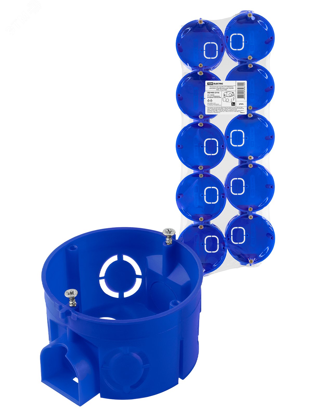 Изображение товара Установочная коробка СП D68х42мм синяя IP20, 10 шт TDM ELECTRIC
