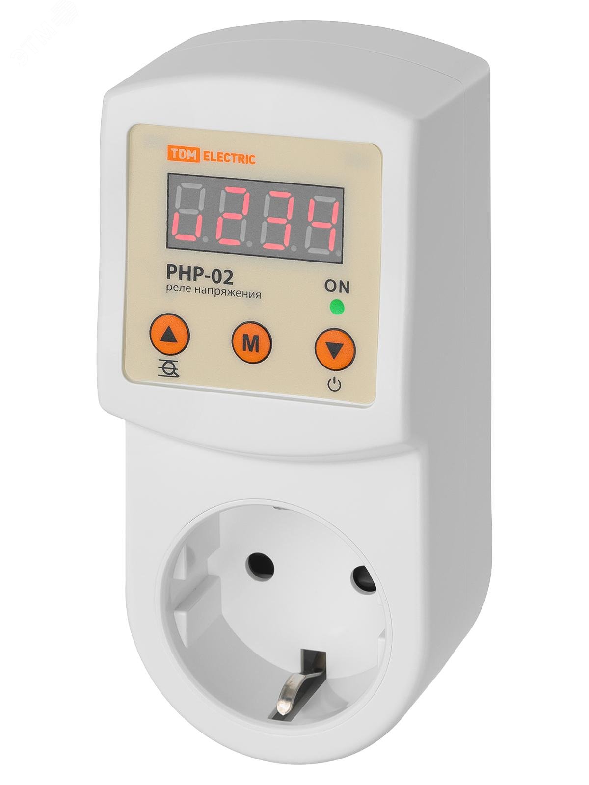 Изображение товара Реле напряжения в розетку РНР-02 16А дисплей регул TDM надежная защита