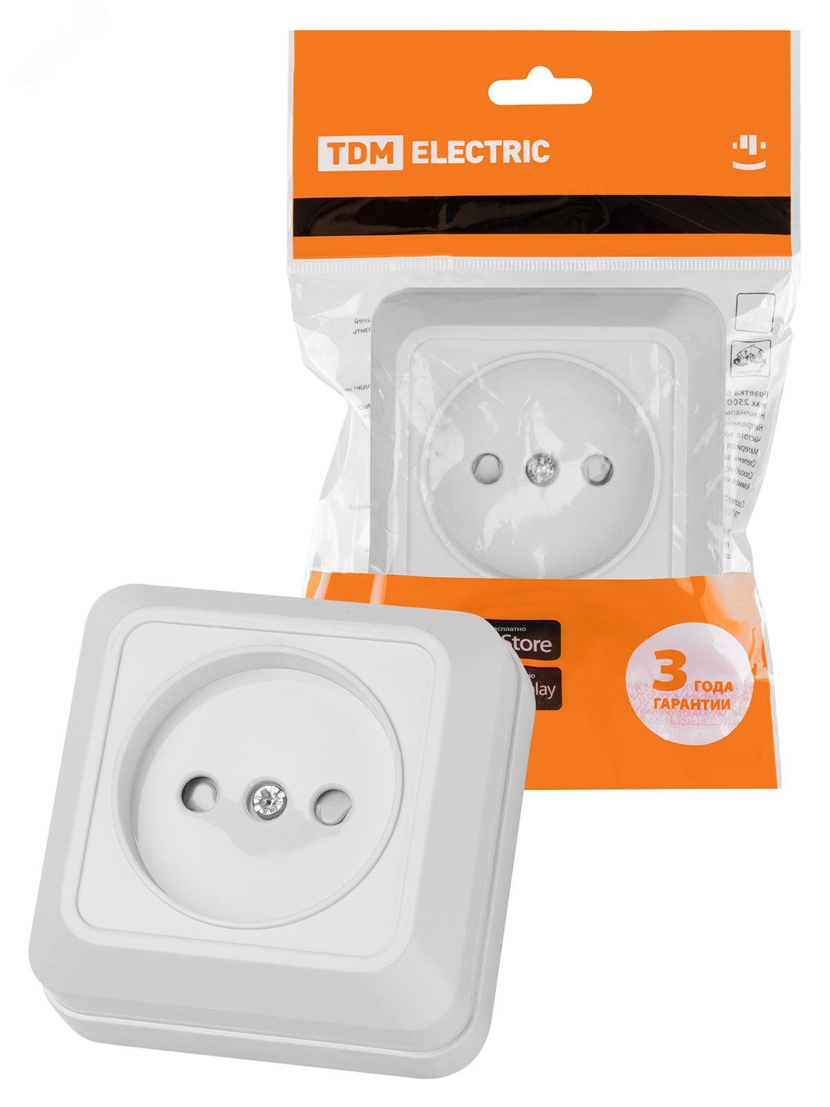 Изображение товара Розетка 2П открытой установки IP20 с защитными шторками Белая Ладога TDM