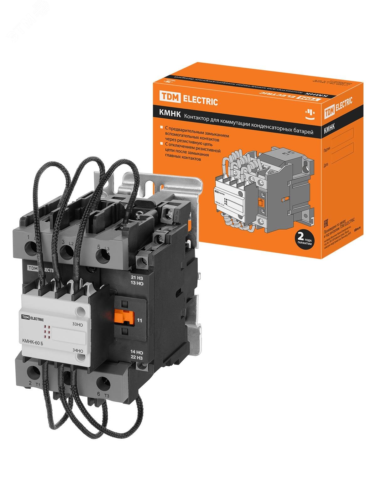Изображение товара Контактор для коммутации конденсаторных батарей 60кВАр ТМНК-60-230.Б от TDM ELECTRIC