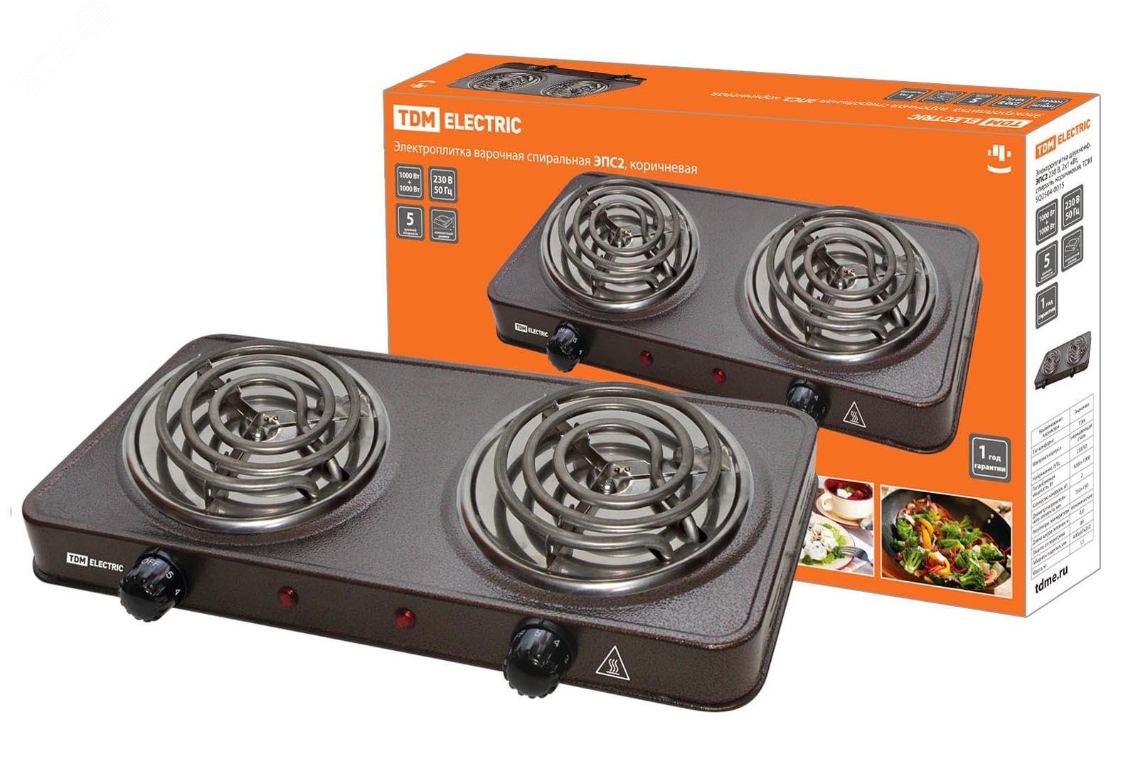 Изображение товара Электроплитка двухконфорочная TDM ELECTRIC SQ2504-0015 коричневая