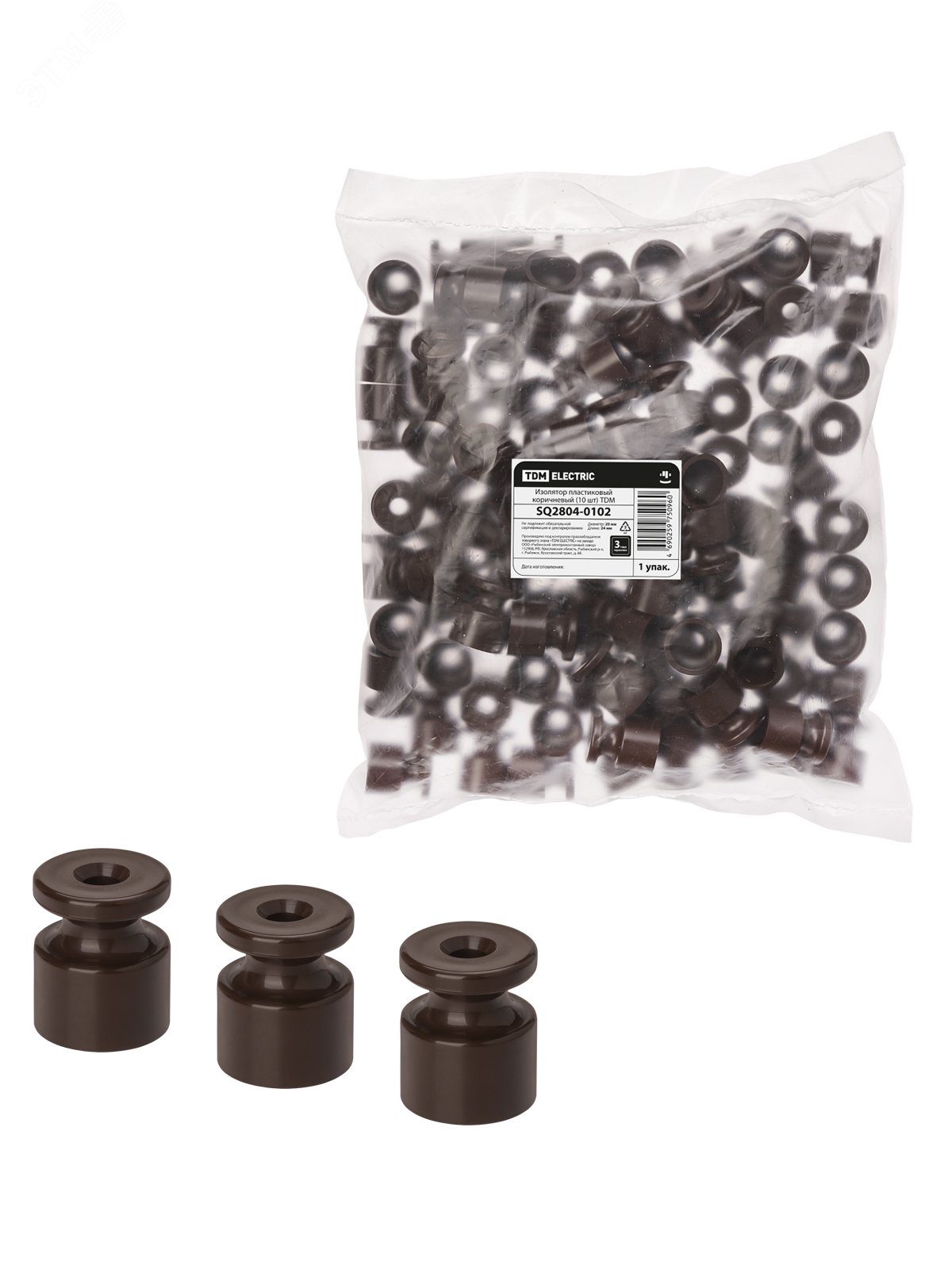 Изображение товара Пластиковый изолятор коричневый TDM 100 шт для электромонтажа