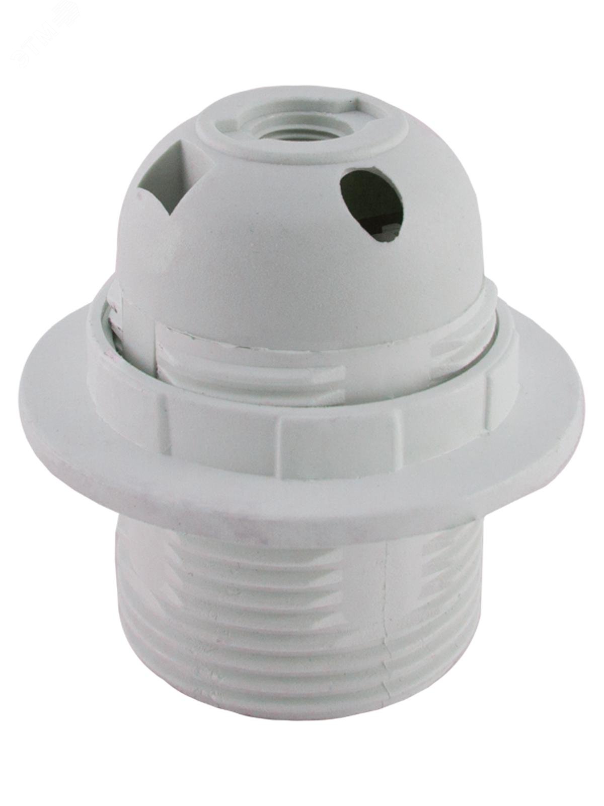 Изображение товара Патрон Е27 с кольцом термостойкий пластик белый 1 шт