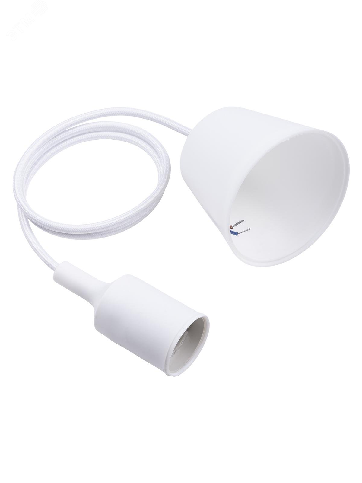 Изображение товара Пластиковый патрон Е27 с подставом и подвесом 1 м белый TDM