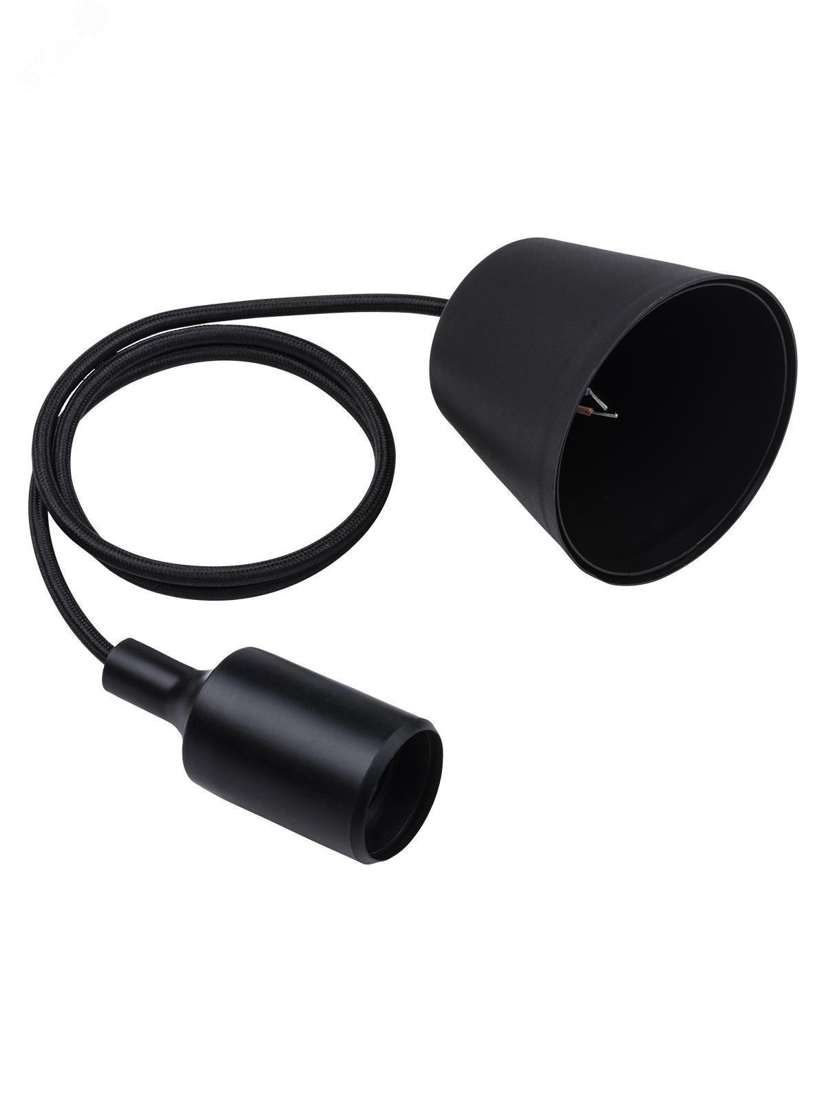 Изображение товара Пластиковый патрон Е27 с подвесом 1 м черный TDM