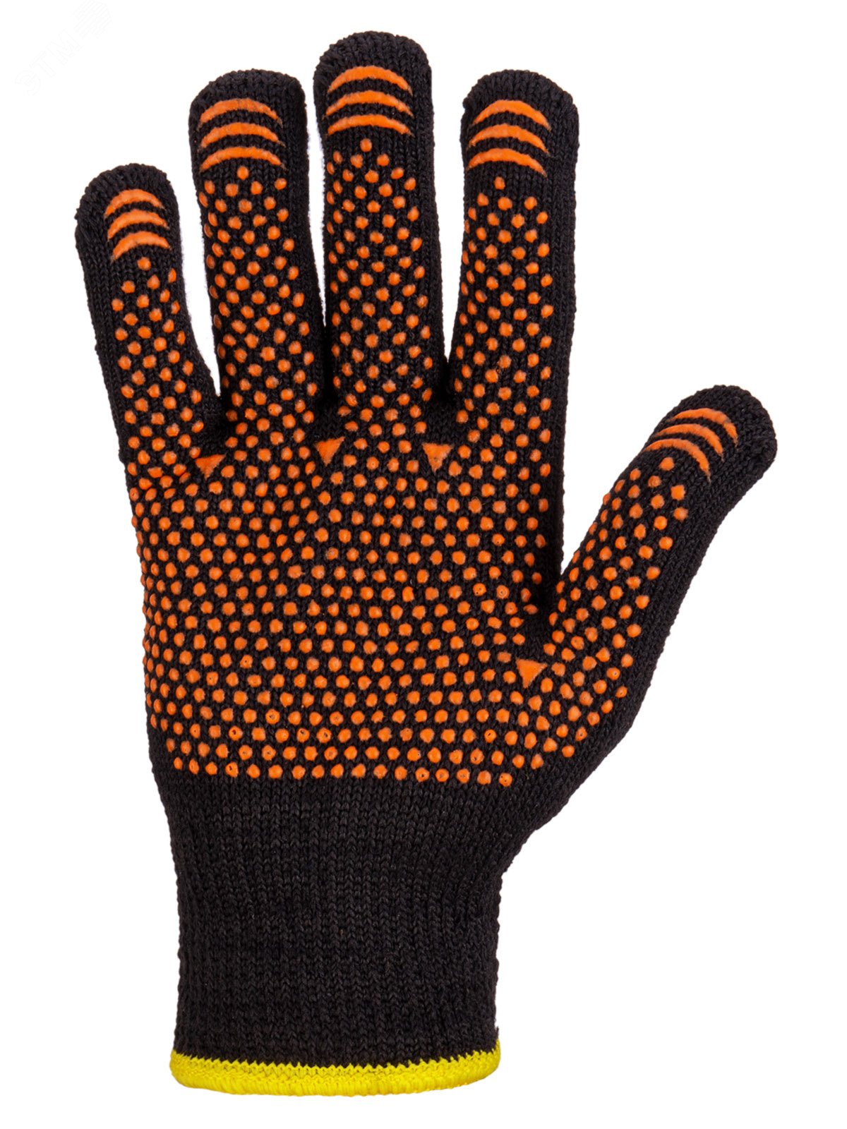 Изображение товара "Перчатки х/б плотной вязки с ПВХ, ""Точка"", черные, 8, 10 кл., 72-75 г, 1 пара" (пар)