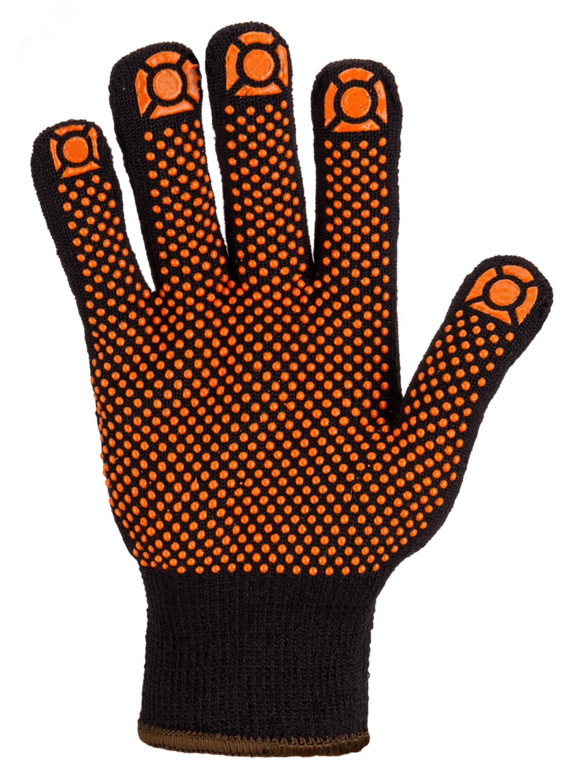 Изображение товара "Перчатки х/б плотной вязки с ПВХ, ""Точка"", черные, 9, 10 кл., 77-80 г, 1 пара" (пар)