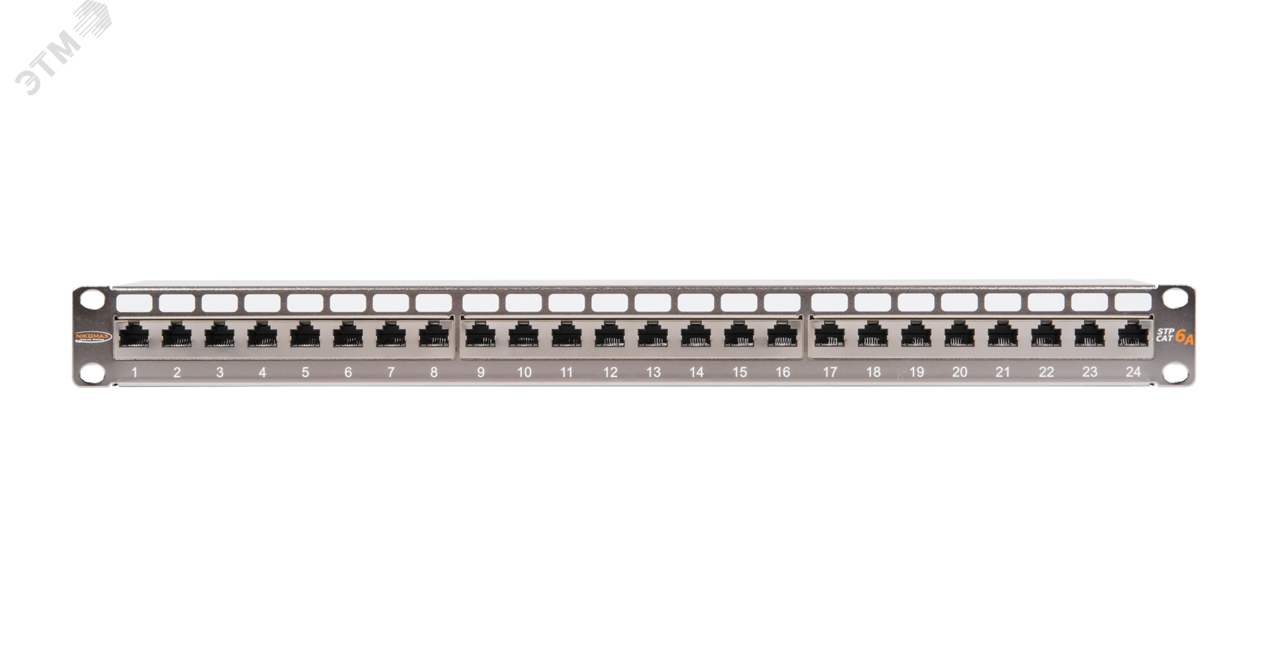 Изображение товара Патч-панель 19 дюймов 1U 24 порта Cat6a RJ45 металлик NIKOMAX