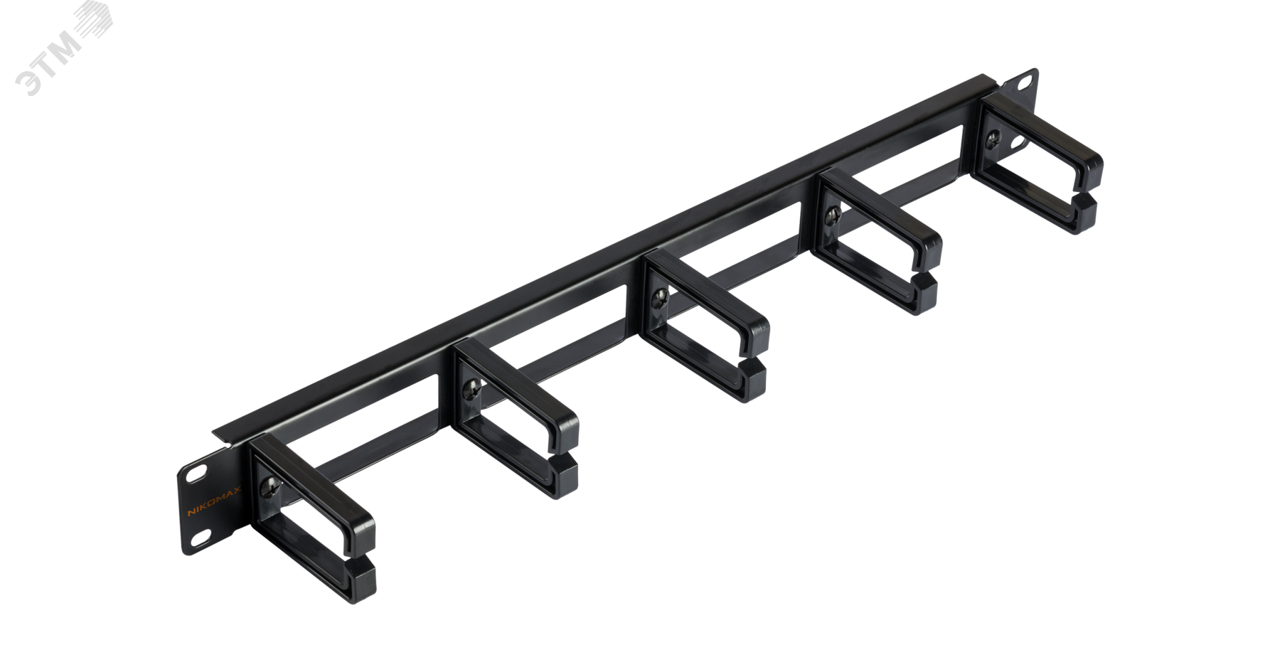 Изображение товара Органайзер кабельный 19 дюймов 1U с пластиковыми кольцами черный упак 2 шт