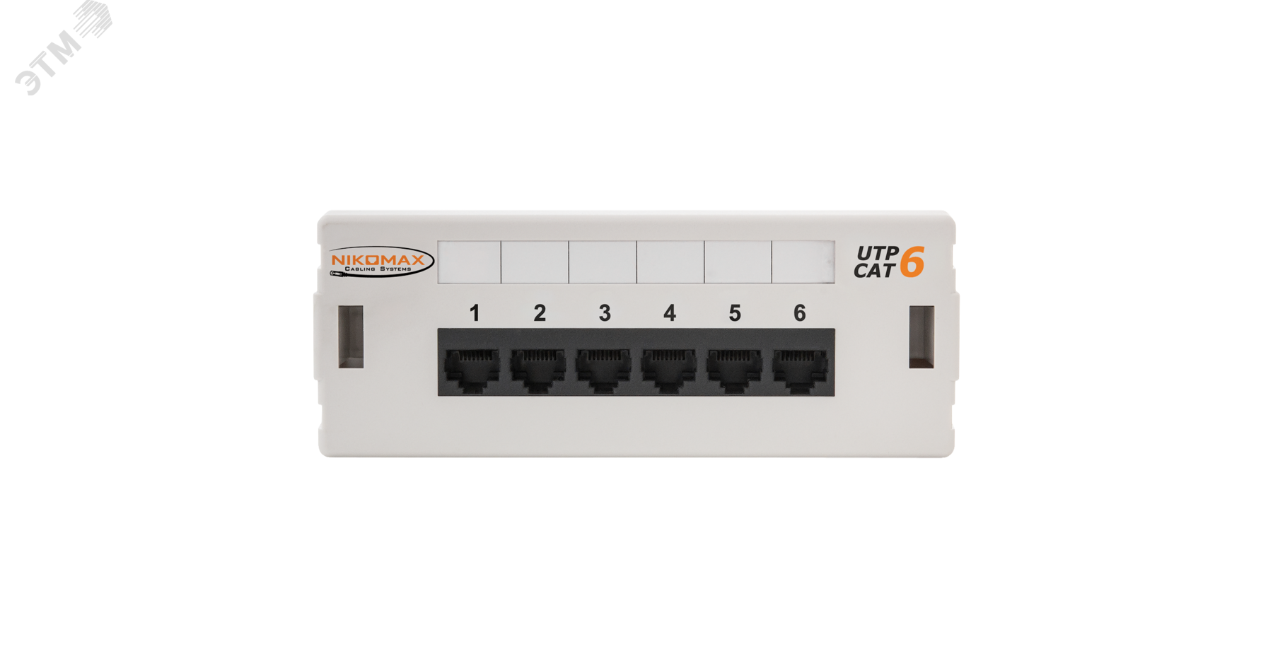 Изображение товара Патч-панель настенная 6 портов Кат 6 RJ45/8P8C светло-серая NIKOMAX