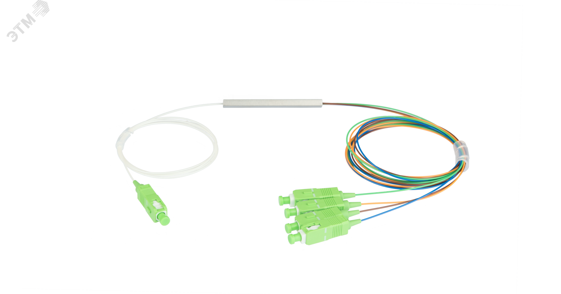 Изображение товара Оптический планарный сплиттер 1x4 G.657.A1 SC/APC миникорпус