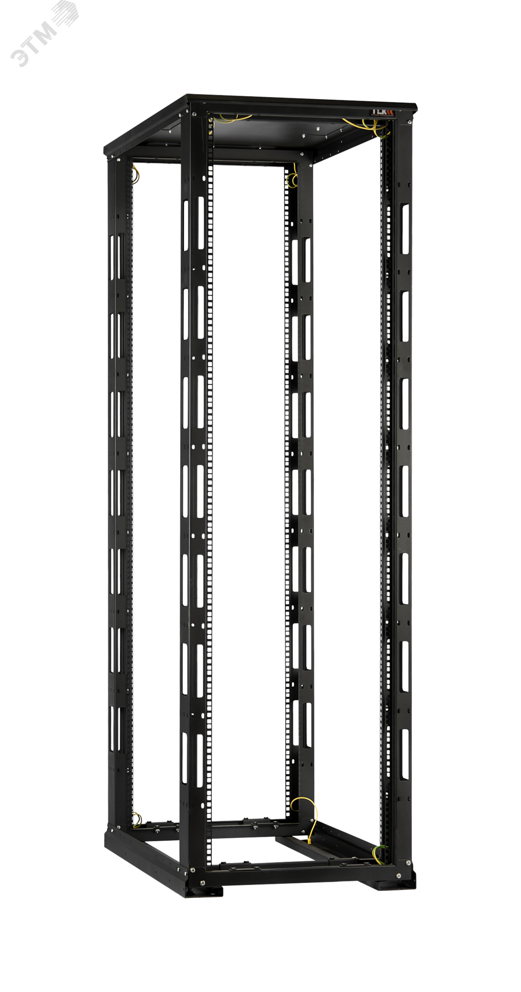 Изображение товара Монтажная стойка двухрамная с разборной рамой 19'' 24U Ш600xВ1195xГ1000мм с крышей в разобранном виде черный (шт)