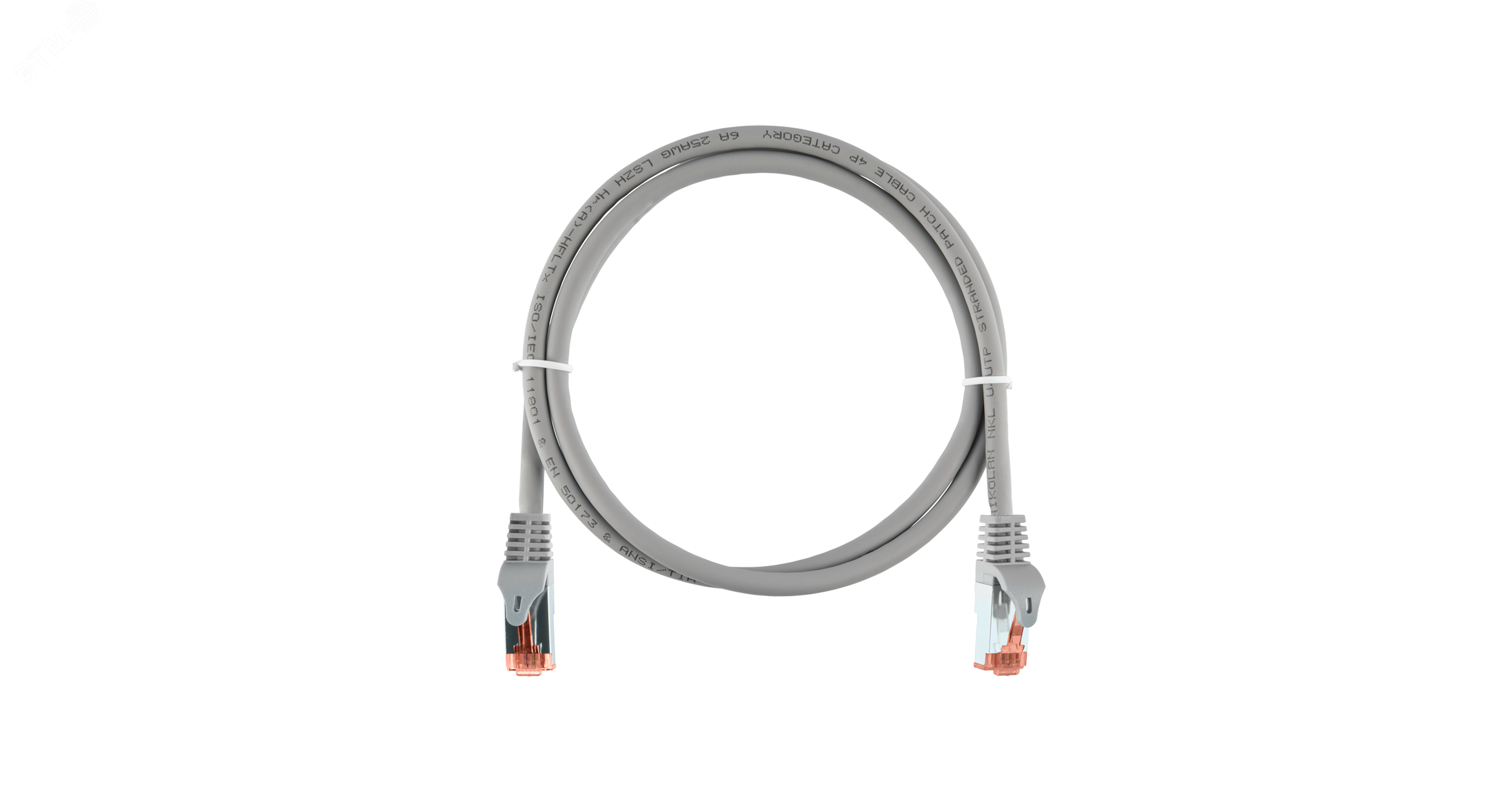 Изображение товара Патч-корд S/FTP Cat 6a 1м RJ45 8P8C светло-серый NIKOMAX