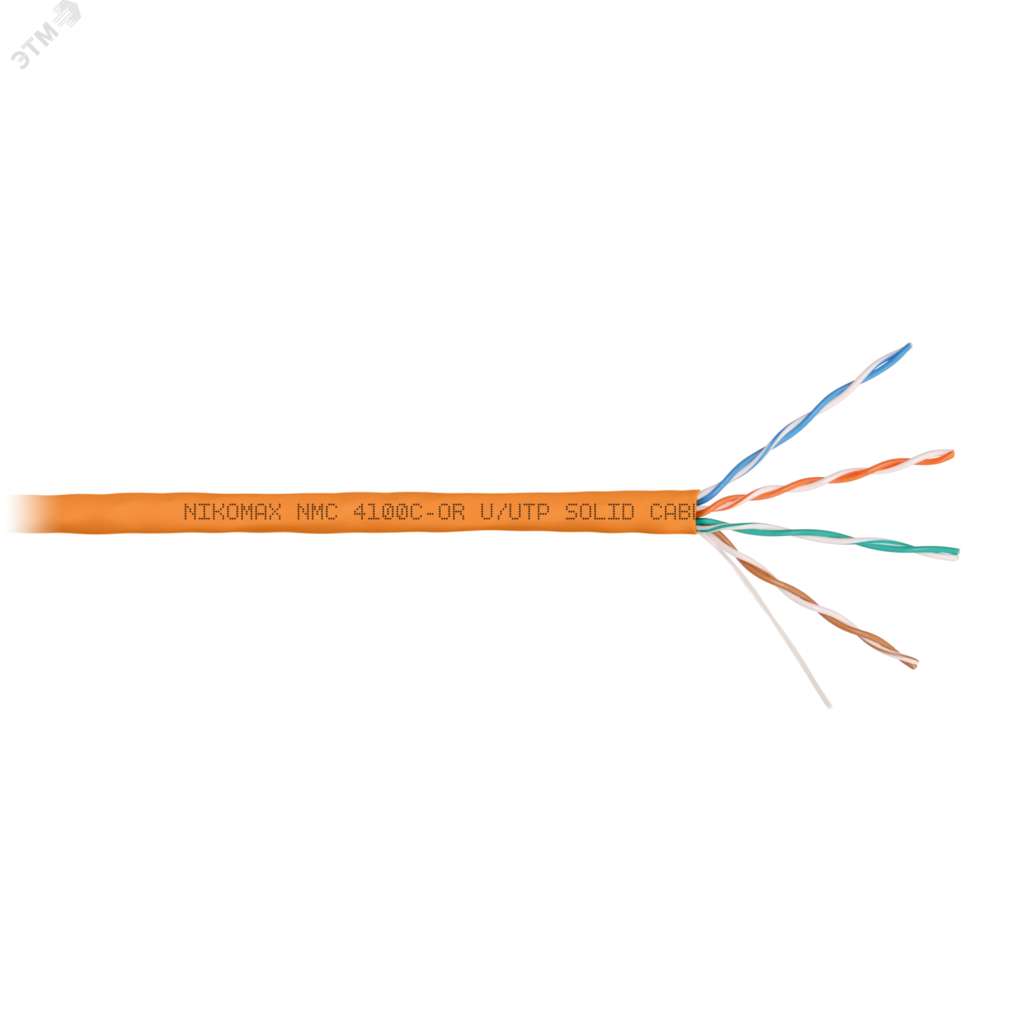 Изображение товара Витая пара U/UTP 4 пары Кат 5e solid BC AWG24 (0.51мм) IN LSZH нг(А)-HF оранжевый 305м (шт)