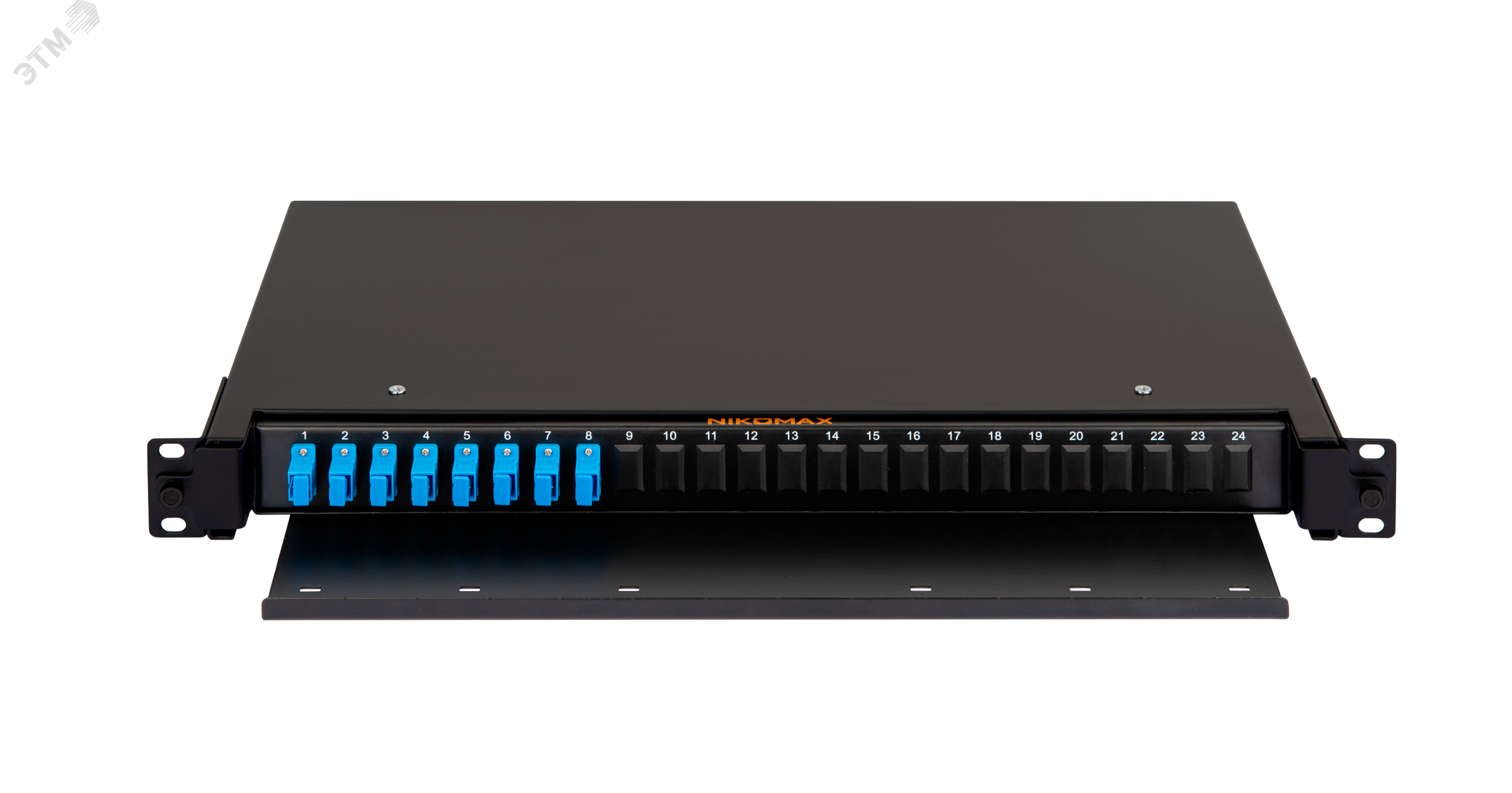 Изображение товара Кросс оптический 19'' Premium Line, 1U, укомплектованный на 8 портов SC/UPC (8 одинарных SC/UPC адаптеров) SM 9/125 OS2, выдвижной, со съёмной полкой, черный, в комплекте: адаптеры, монтажные шнуры 1м, сплайс-кассета с крышкой, гильзы, заглушк (шт) Изображение товара Кросс оптический 19'' Premium Line, 1U, укомплектованный на 8 портов SC/UPC (8 одинарных SC/UPC адаптеров) SM 9/125 OS2, выдвижной, со съёмной полкой, черный, в комплекте: адаптеры, монтажные шнуры 1м, сплайс-кассета с крышкой, гильзы, заглушк (шт)