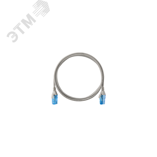 Изображение товара Патч-корд Slim Line U/UTP 4 пары, Кат.6 (Класс E), 250МГц, 2хRJ45/8P8C, T568B, заливной, с защитой защелки, 28AWG (7х0,127мм), LSZH нг(А)-HFLTx, серый, 2м (шт)