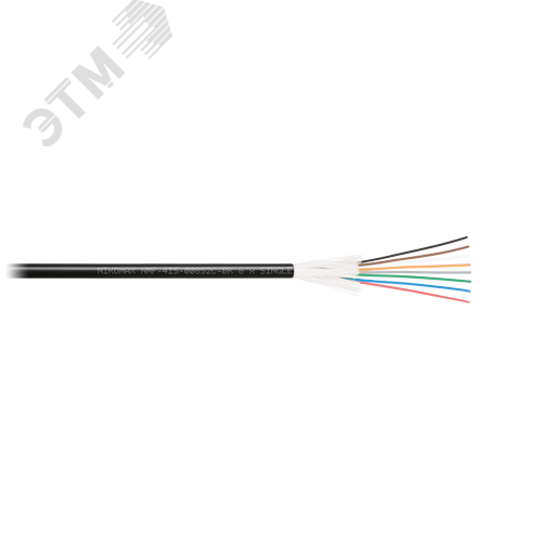Изображение товара Кабель волоконно-оптический, 2 волокна, одномодовый 9/125мкм, стандарта OS2, внутренний/внешний, распределительный, с плотным буфером, силовой элемент — стеклонити, полимерный материал нг(A)-HF, черный (м)
