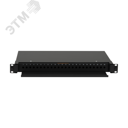 Изображение товара Кросс оптический 19'', 1U, до 24 FC/ST портов, выдвижной, со съёмной полкой, черный, в комплекте: сплайс-кассета и КДЗС (шт)
