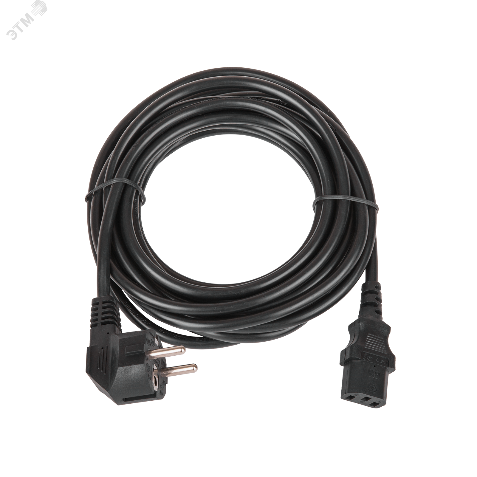 Изображение товара Кабель питания вход - евровилка с заземлением (Schuko CEE 7/7) выход - разъём C13 (IEC 60320) 3x1мм2 5 м 250В 10A черный (шт)