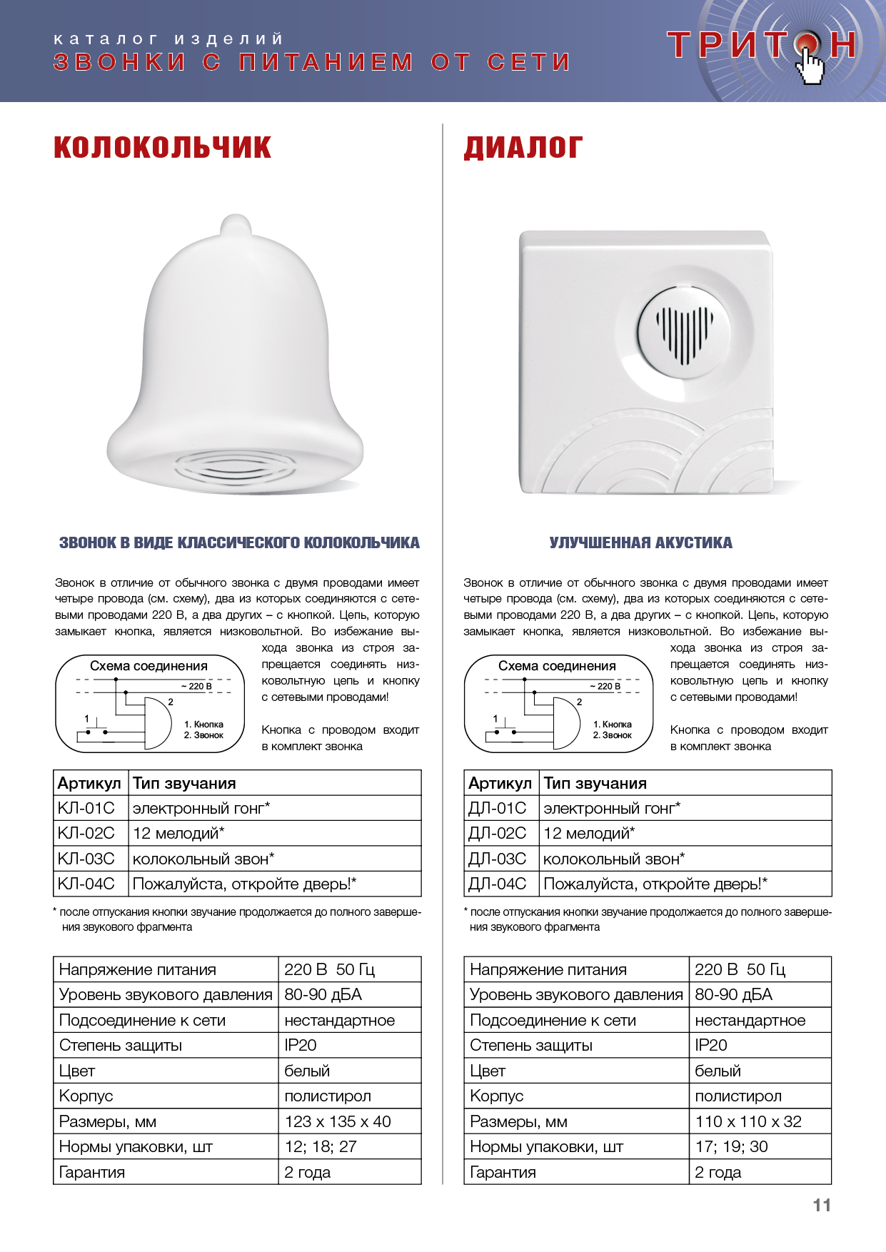 Звонок Диалог электронный гонг, улучшенная акустика, 220В, проводной, с  кнопкой артикул ДЛ-01С Тритон - купить в Москве и РФ по цене 278.98 руб. в  интернет-магазине ЭТМ iPRO | характеристики, аналоги, стоимость